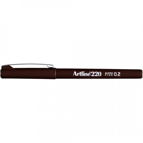 Artline 220 N Süper Fine İnce Keçe Uçlu Yazı Kalemi. Uç 0.2 mm Koyu Kahverengi