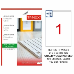 Tanex TW-2294 210x294,86 mm Lazer Etiket 100 Adet