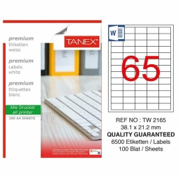 Tanex TW-2165 38,1x21,2 mm Lazer Etiket 100 Adet