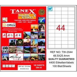 Tanex TW-2044 48,5x25,4 mm Lazer Etiket 100 Adet