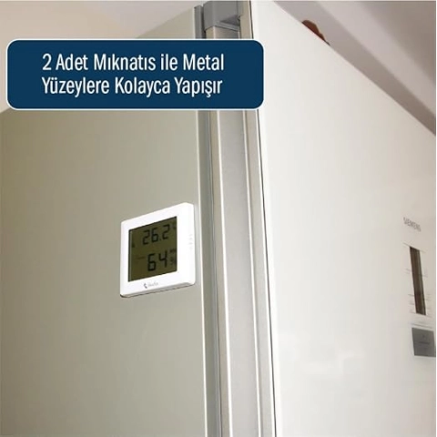 Bluefox İç Mekan Dijital Oda Termometresi ve Higrometre (Nem Ölçer), Büyük Ekran, Masa Ayaklı, Asmalı, Mıknatıslı