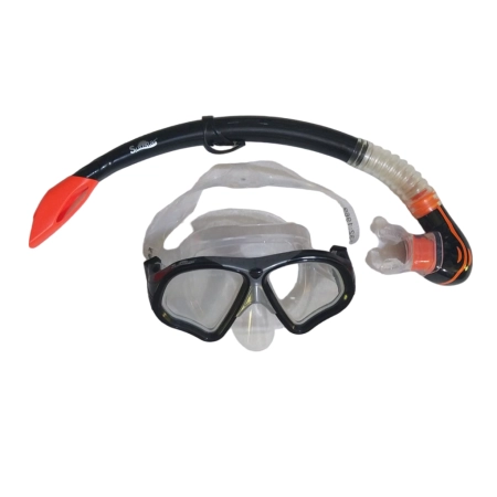 SİLKON MASKE SNORKEL SET SİYAH / MAVİ