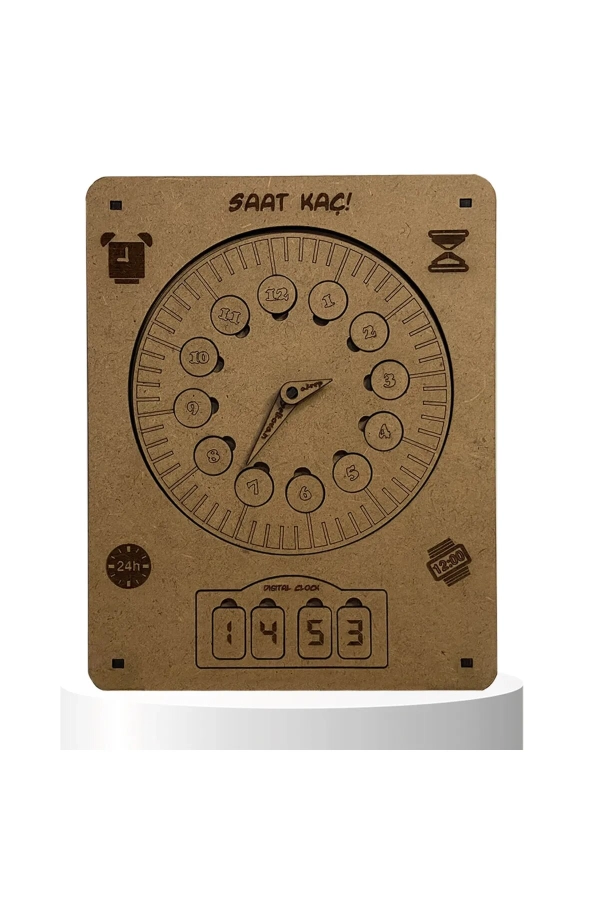 Saat Kaç Puzzle - Ahşap Boyanabilir Eğitici Saat Yapboz