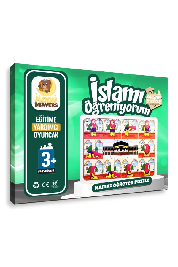 İslamı Öğreniyorum - Namaz Öğreten Ahşap Yapboz - Kız Çocuklar İçin