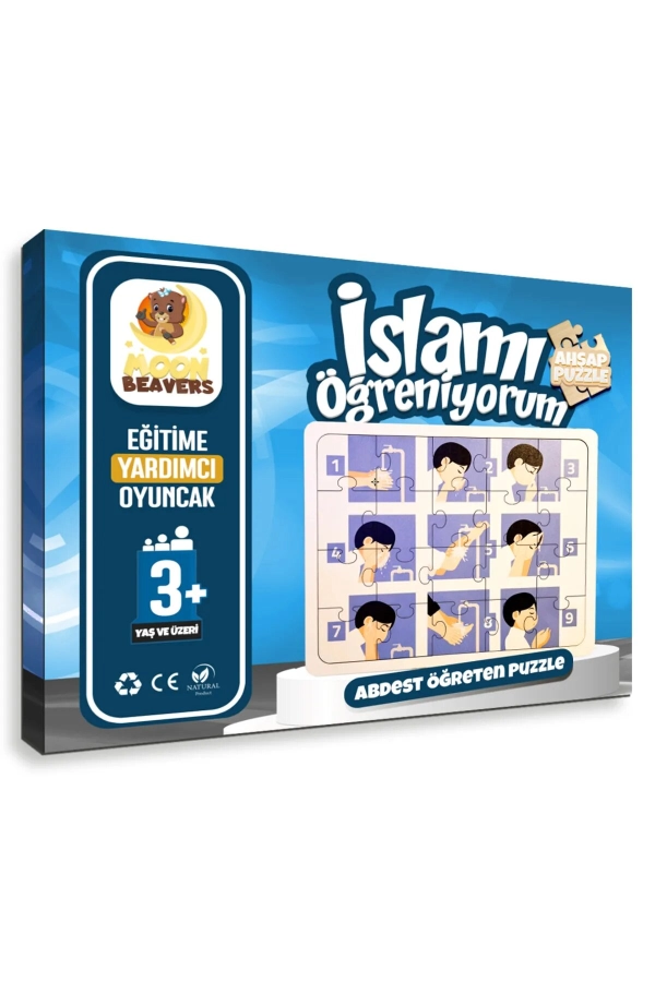 İslamı Öğreniyorum - Abdest Öğreten Ahşap Yapboz - Erkek Çocuklar İçin