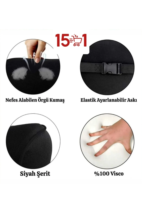 Araba Ortopedik Boyun Yastığı - Oto Boyun Yastığı Visco Araç Boyun Yastığı 26x21